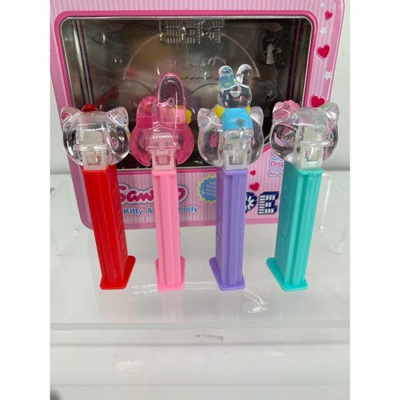Sanrio Hello Kitty Pez Dispensers with Metal Tin Carrying Case USED NO Candy - Picture 8 of 15